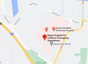 Royal Hospital for Children Glasgow map