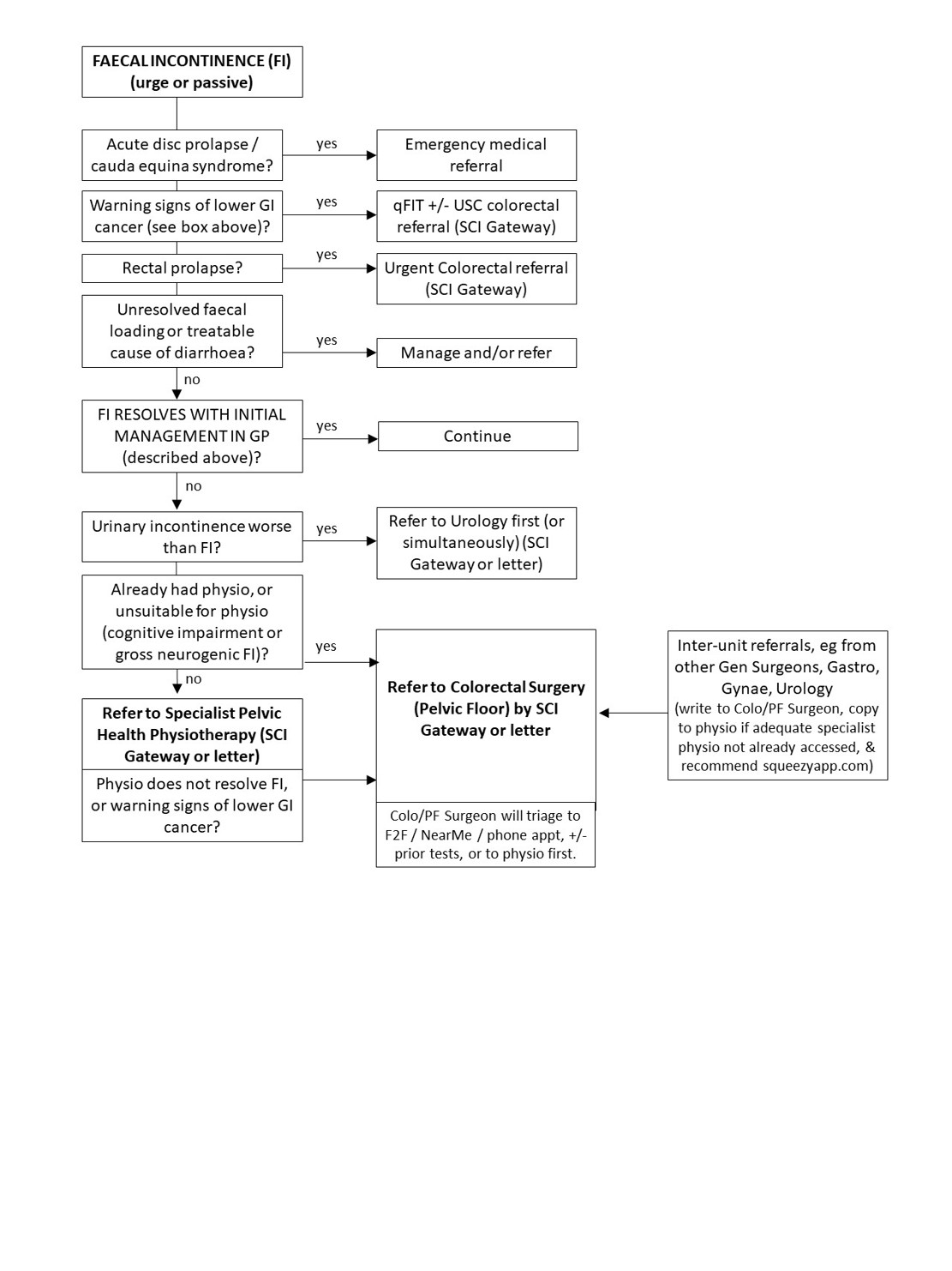 Faecal incontinence referral pathway