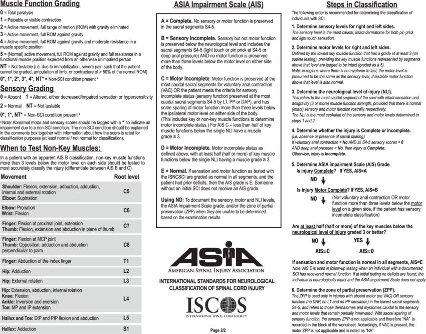 International Standards for Neurological Classification of Spinal Cord Injury
